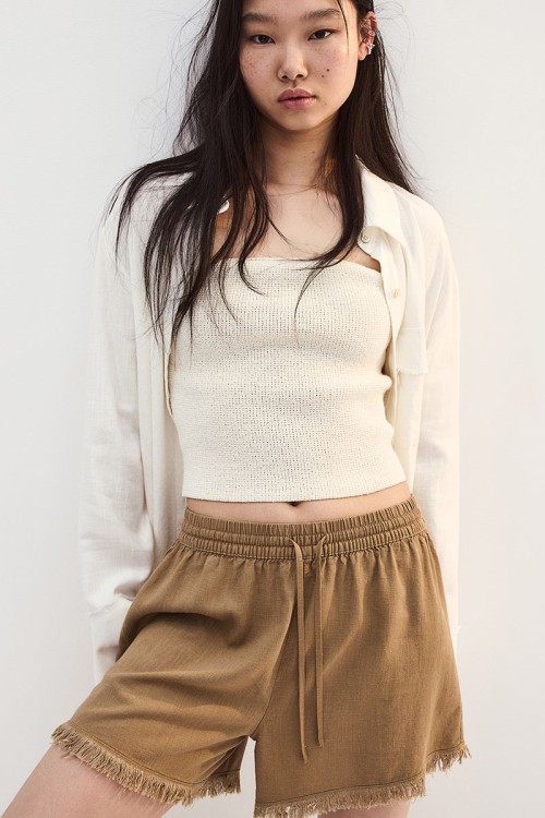 Linen-blend Pull-on Shorts