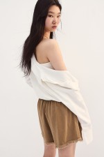 Linen-blend Pull-on Shorts